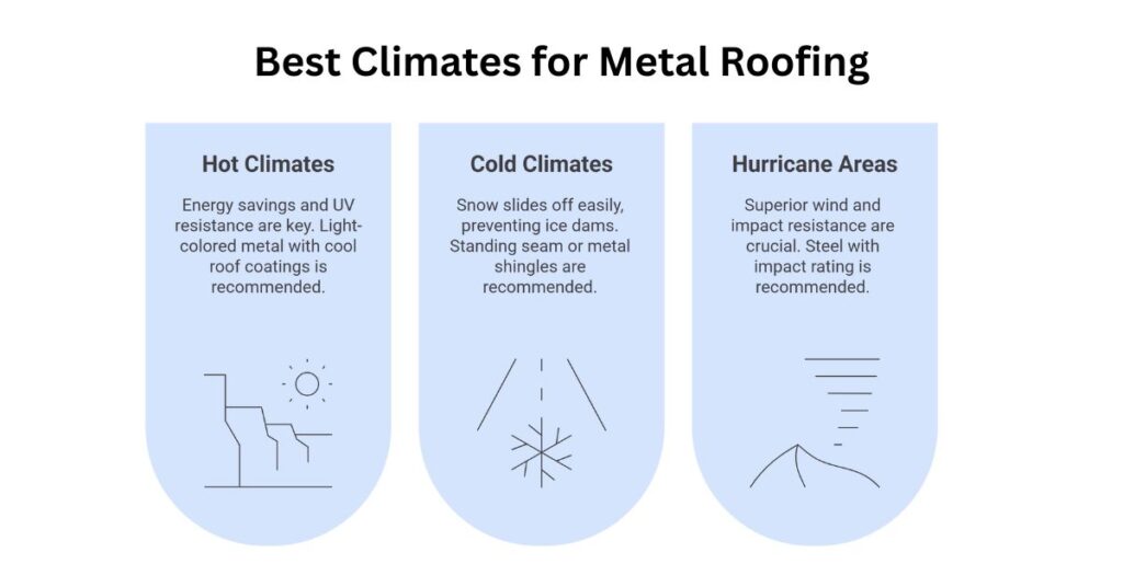 Best Climates for Metal Roofing infographic